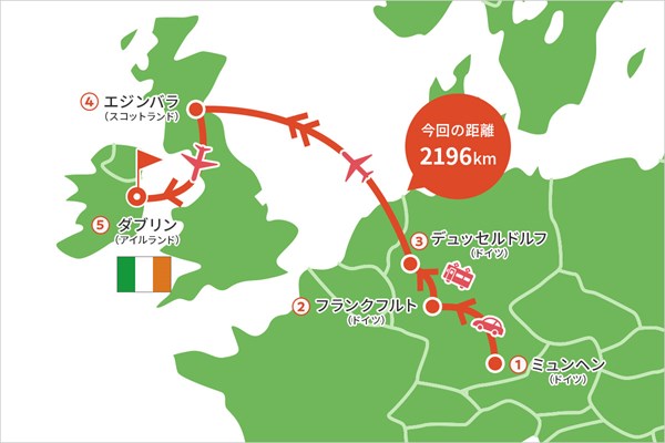 2022年 アイルランドオープン 事前 川村昌弘マップ フライトのトラブルでドイツを縦断…