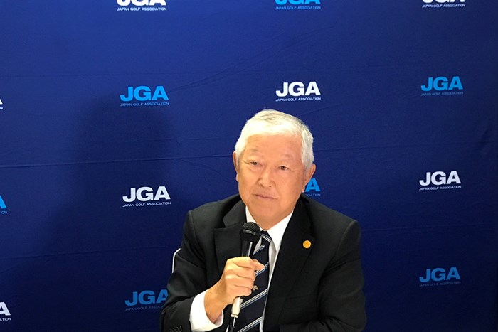 日本ゴルフ協会の新会長として抱負を述べる池谷正成氏（提供：JGA) 2022年 日本ゴルフ協会 池谷正成会長