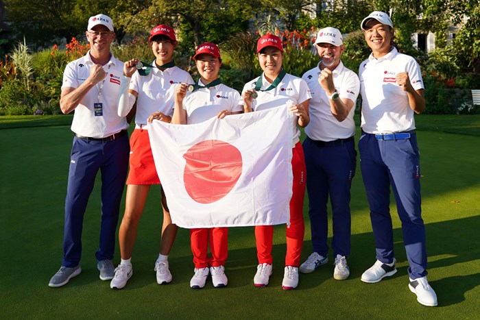 日本チームは3位で終えた（提供：日本ゴルフ協会） 2022年  世界女子アマチュアゴルフチーム選手権 最終日 馬場咲希 橋本美月 上田澪空