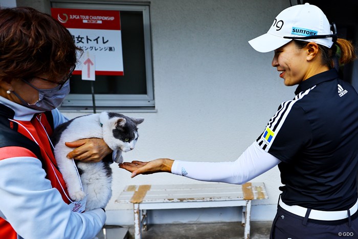 宮崎CCの看板猫にも癒された。 2022年 JLPGAツアーチャンピオンシップリコーカップ 事前 渋野日向子