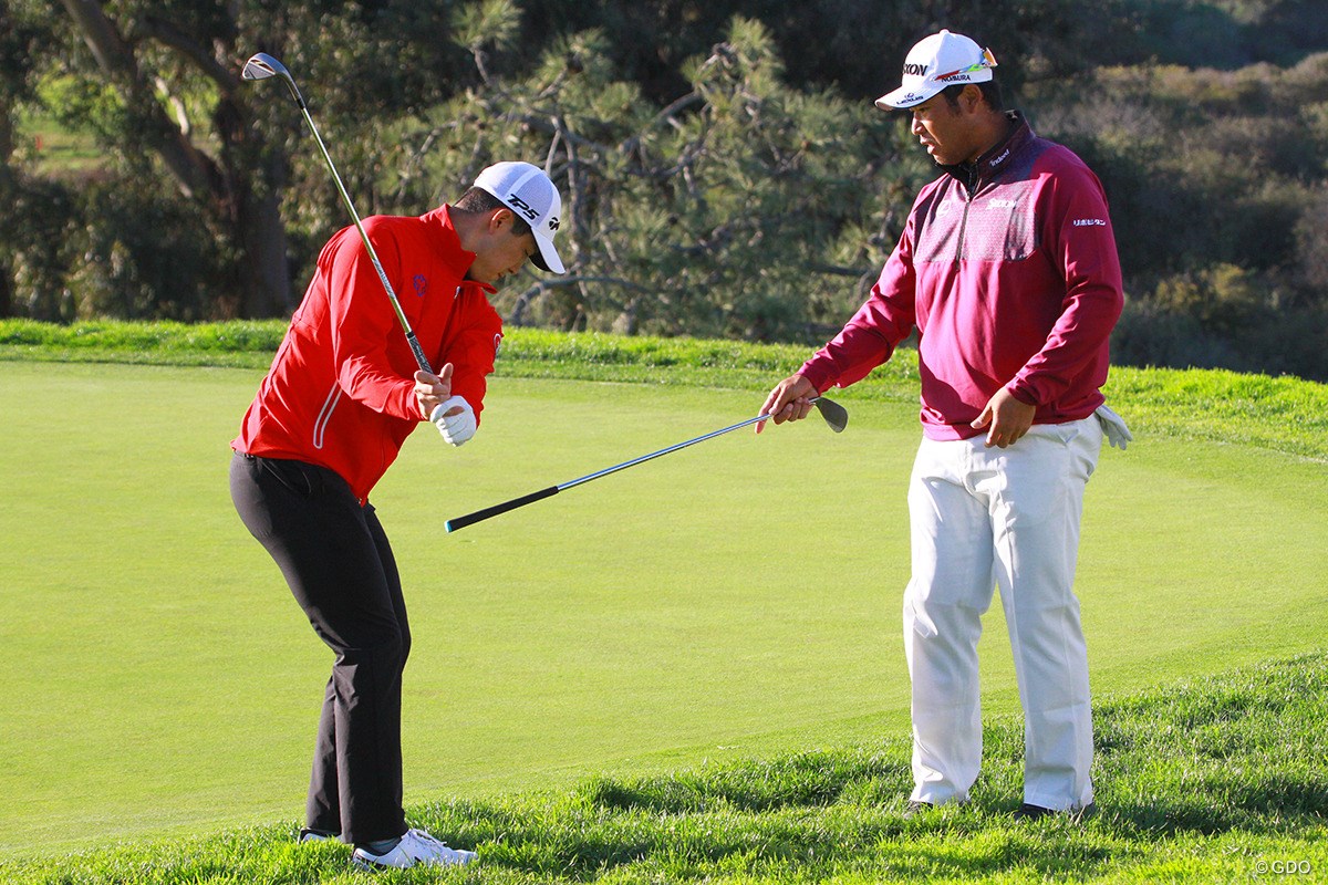 2023年 ファーマーズインシュランスオープン 事前 中島啓太（左）＆松山英樹