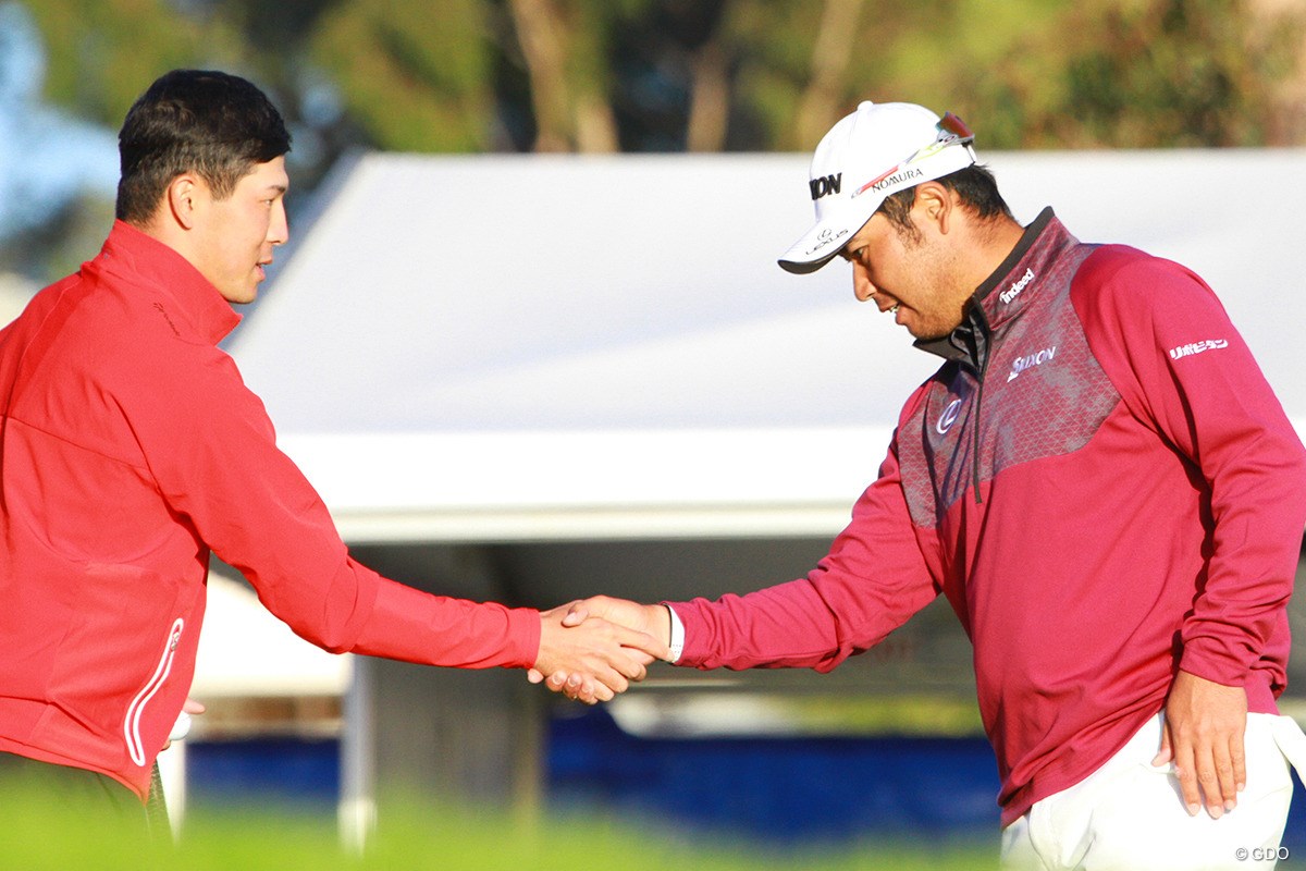 2023年 ファーマーズインシュランスオープン 事前 中島啓太（左）＆松山英樹