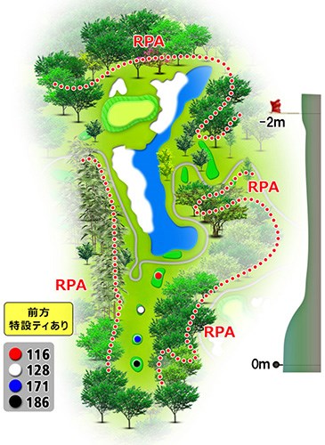 カヌチャゴルフコース ヴィレッジ2番レイアウト図