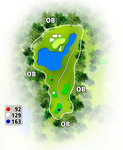 白鷺ゴルフクラブ3番レイアウト図（提供：白鷺GC） 白鷺ゴルフクラブ3番レイアウト図（提供：白鷺GC）