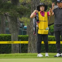きょうも脇元桜さんとナイスコンビ。 2023年 ゴルフパートナー PRO-AMトーナメント 2日目 上井邦裕