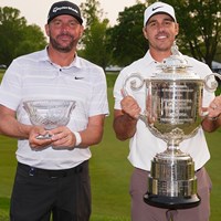 優勝したブルックス・ケプカ（右）と並ぶインパクトを残したマイケル・ブロック(Darren Carroll／PGA of America via Getty Images) 2023年 全米プロゴルフ選手権 最終日 マイケル・ブロック ブルックス・ケプカ