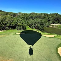 およそ20mの高さから見たコース 2023年 Sansan KBCオーガスタゴルフトーナメント 最終日 気球から見た芥屋GC