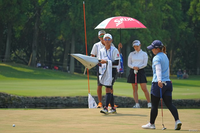 9番、3オン4パットのダブルボギーで万事休す。 2023年 日本女子プロゴルフ選手権大会コニカミノルタ杯 最終日 西郷真央