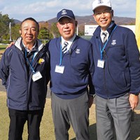 兵庫県ゴルフ連盟で活動する左から土城敏彦さん、佐野陽一さん、中山広隆さん 2023年 のじぎくオープン 神戸坂田塾の立ち上げメンバー