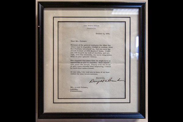 2024年 アーノルド・パーマー招待byマスターカード 初日 ホワイトハウスからの書簡 アイゼンハワー元大統領がパーマーに送った手紙（PGAツアー）