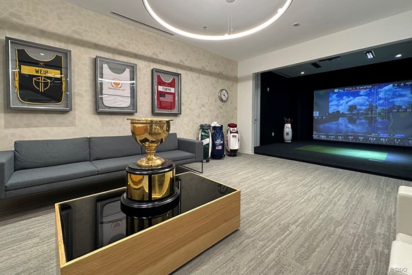 2024年 ザ・プレーヤーズ選手権 PGAツアー本社 シミュレーションゴルフのスペースにプレジデンツカップがあった