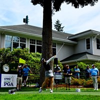クラブハウスを背に 2024年 KPMG全米女子プロゴルフ選手権 2日目 勝みなみ