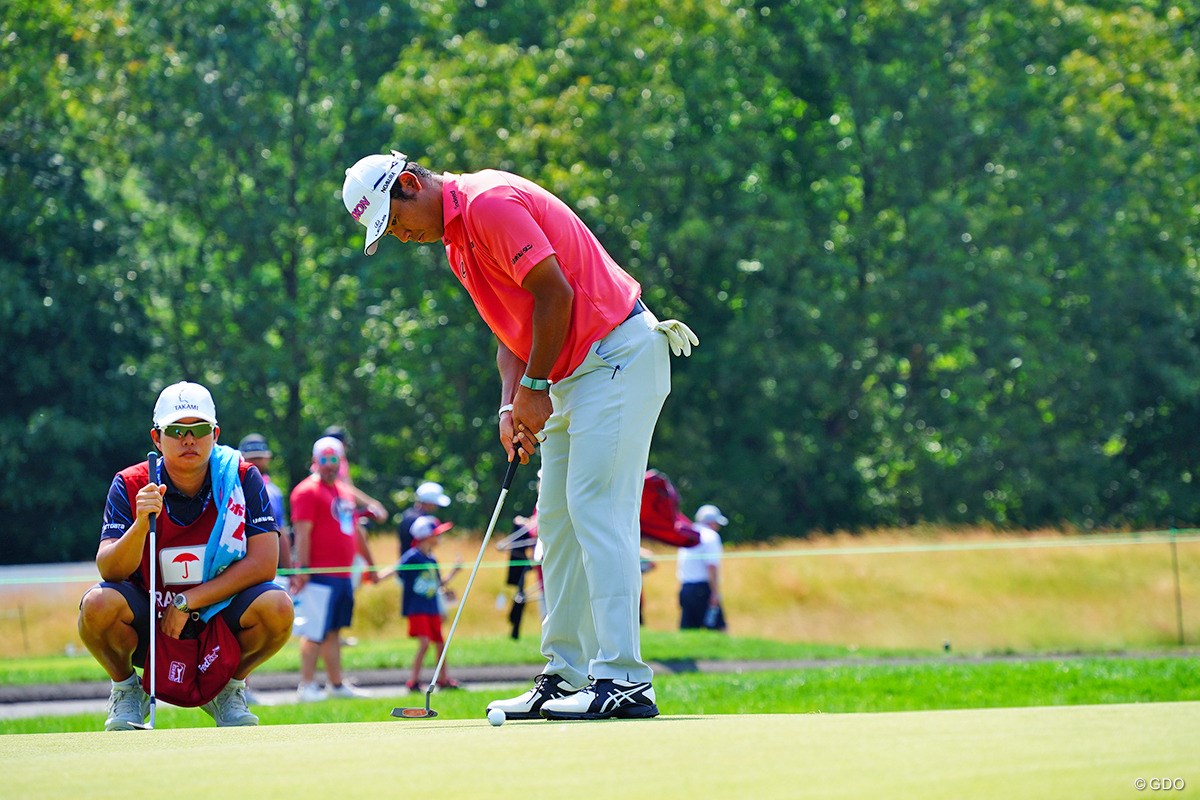 2024年 トラベラーズ選手権 最終日 松山英樹 打つ。以前は(1)と(2)が逆だった