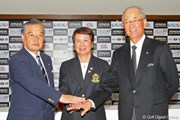 2010年 Hitachi 3Tours Championship 2010 事前 （左から）小泉直JGTO会長、樋口久子LPGA会長、松井功PGA会長