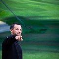 大画面に映し出された2024年「全米プロ」優勝への軌跡を1打1打、ファンに解説（撮影：落合隆仁）