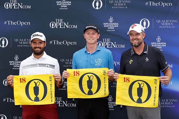 2025年 ISPS HANDA オーストラリアオープン 最終日 カーティス・ラック リッグス・ジョンストン マーク・レイシュマン ツアー初優勝のリッグス・ジョンストン（中央）ら3人が来年7月「全英オープン」切符を獲得