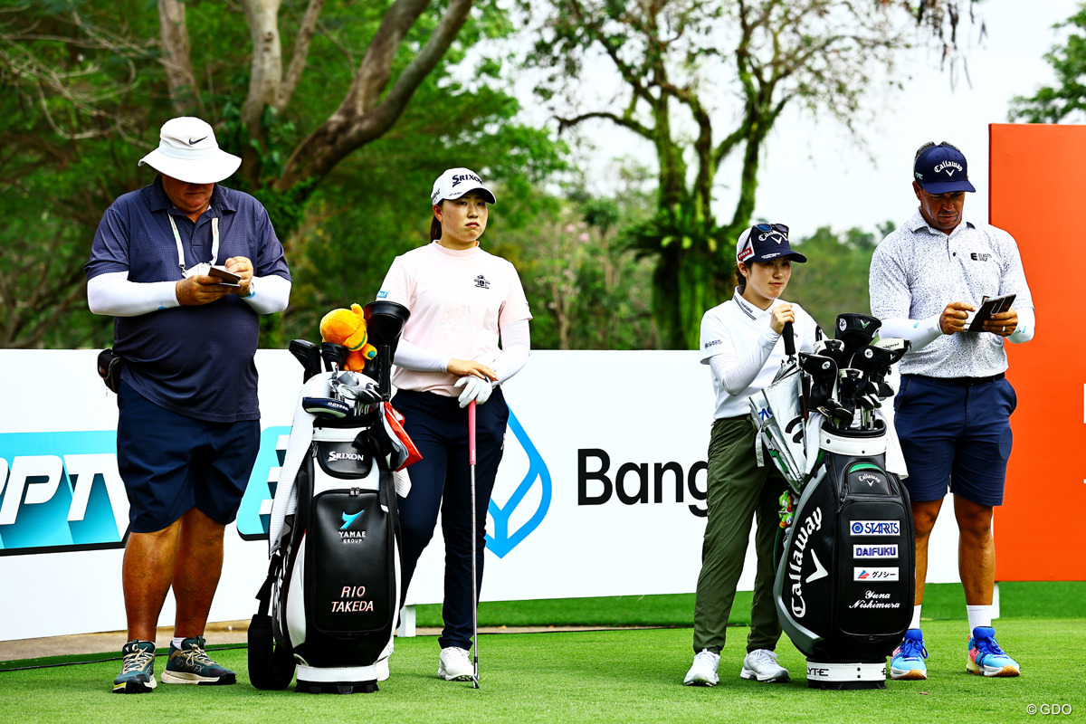 ファウンダーズでも西村優菜と練習ラウンドを回った