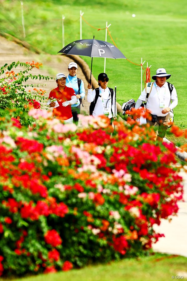 2025年 ホンダ LPGAタイランド 事前 西郷真央 お花と、昨年の新人ナンバーワン