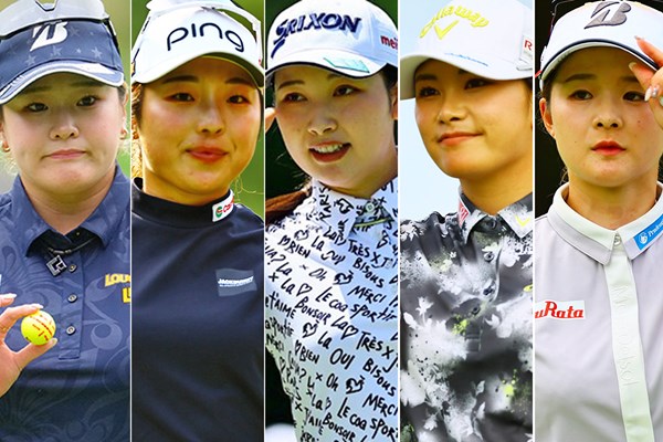 2025年 （左から）桑木志帆、佐久間朱莉、小祝さくら、河本結、川崎春花 群雄割拠の国内女子ツアーを勝ち抜くのは？