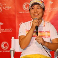 公式会見に呼ばれた宮里美香。ゴルフ同様、英語も急激に上達している 2011年 クラフトナビスコチャンピオンシップ 初日 宮里美香