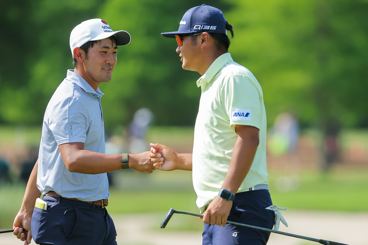 ダブルス戦で米ツアー初優勝のチャンス到来。久常涼（右）と金谷拓実は2位で最終日へ（Jonathan Bachman/Getty Images）