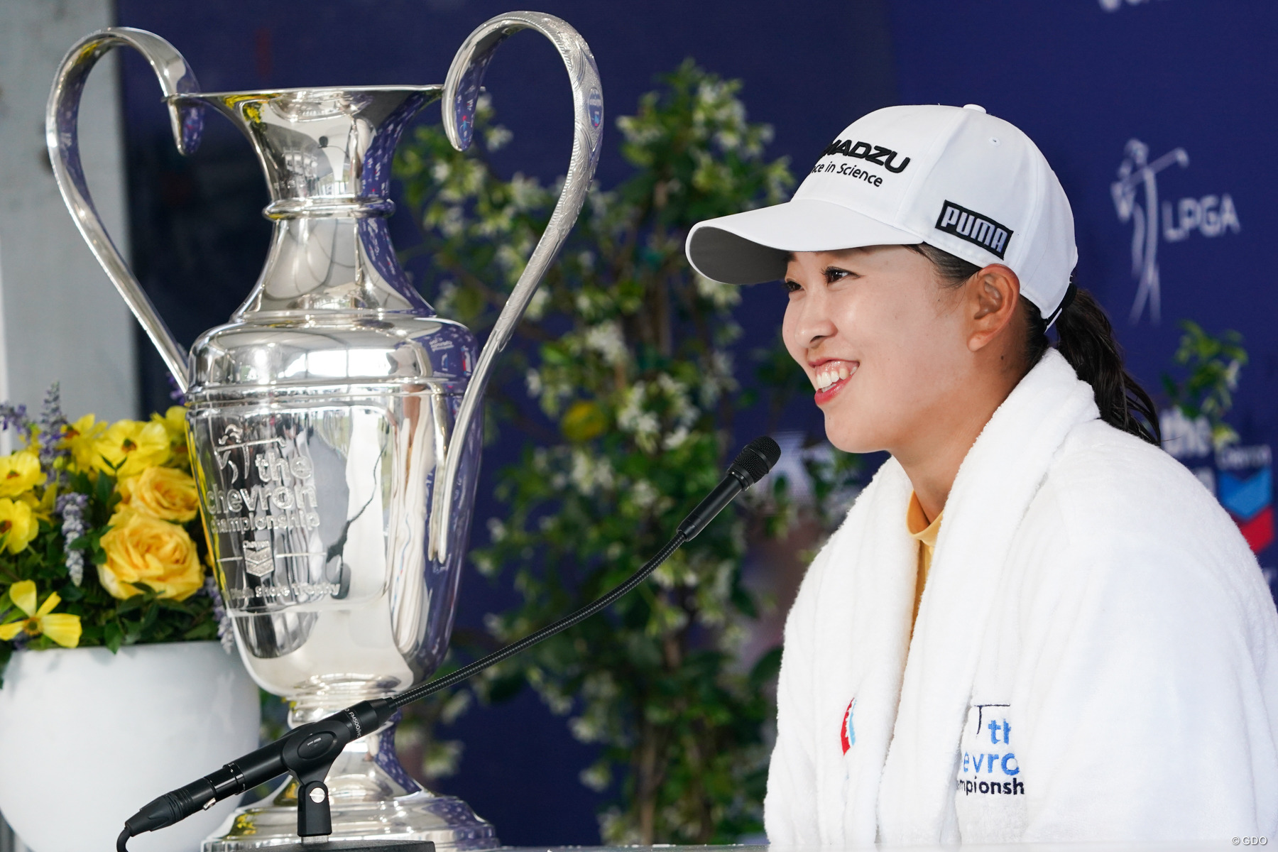 メジャーの優勝会見に臨んだ