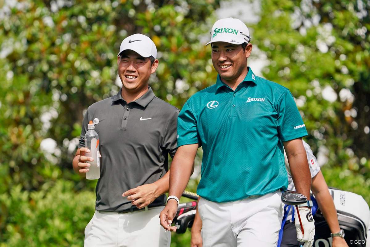 同組のトム・キムと談笑 2025年 全米プロゴルフ選手権 2日目 松山英樹 トム・キム