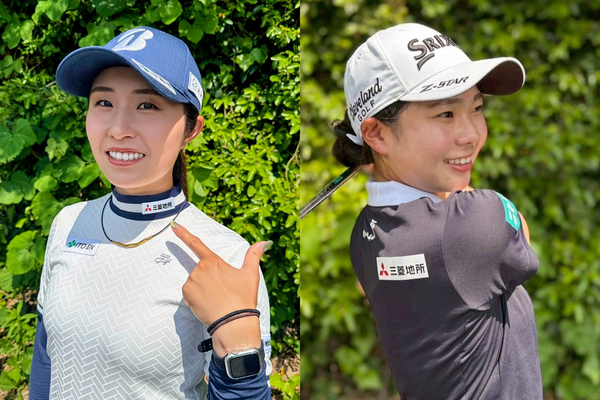 スポンサー契約を結んだ大里桃子（左）と菅楓華。今週からロゴをつけてプレーする