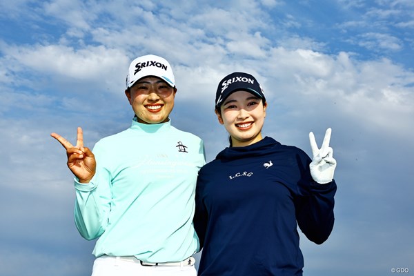 2025年 全米女子オープン presented by アライ 事前 小祝さくら 火曜は竹田麗央（左）と話せて楽しそう
