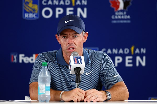 開幕前の会見を行ったロリー・マキロイ（Vaughn Ridley/Getty Images）