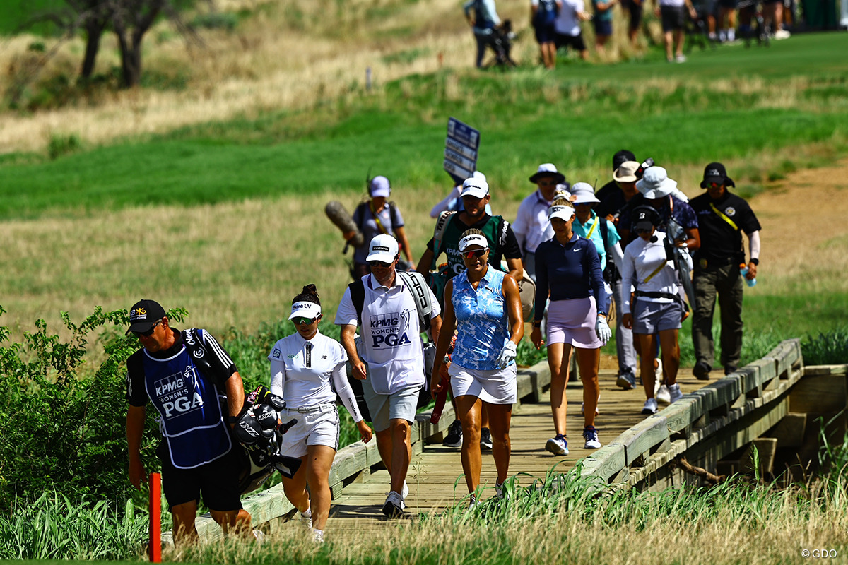 最終日はレキシー・トンプソン、ネリー・コルダと同組でプレー 2025年 KPMG全米女子プロゴルフ選手権 最終日 山下美夢有 レキシー・トンプソン ネリー・コルダ