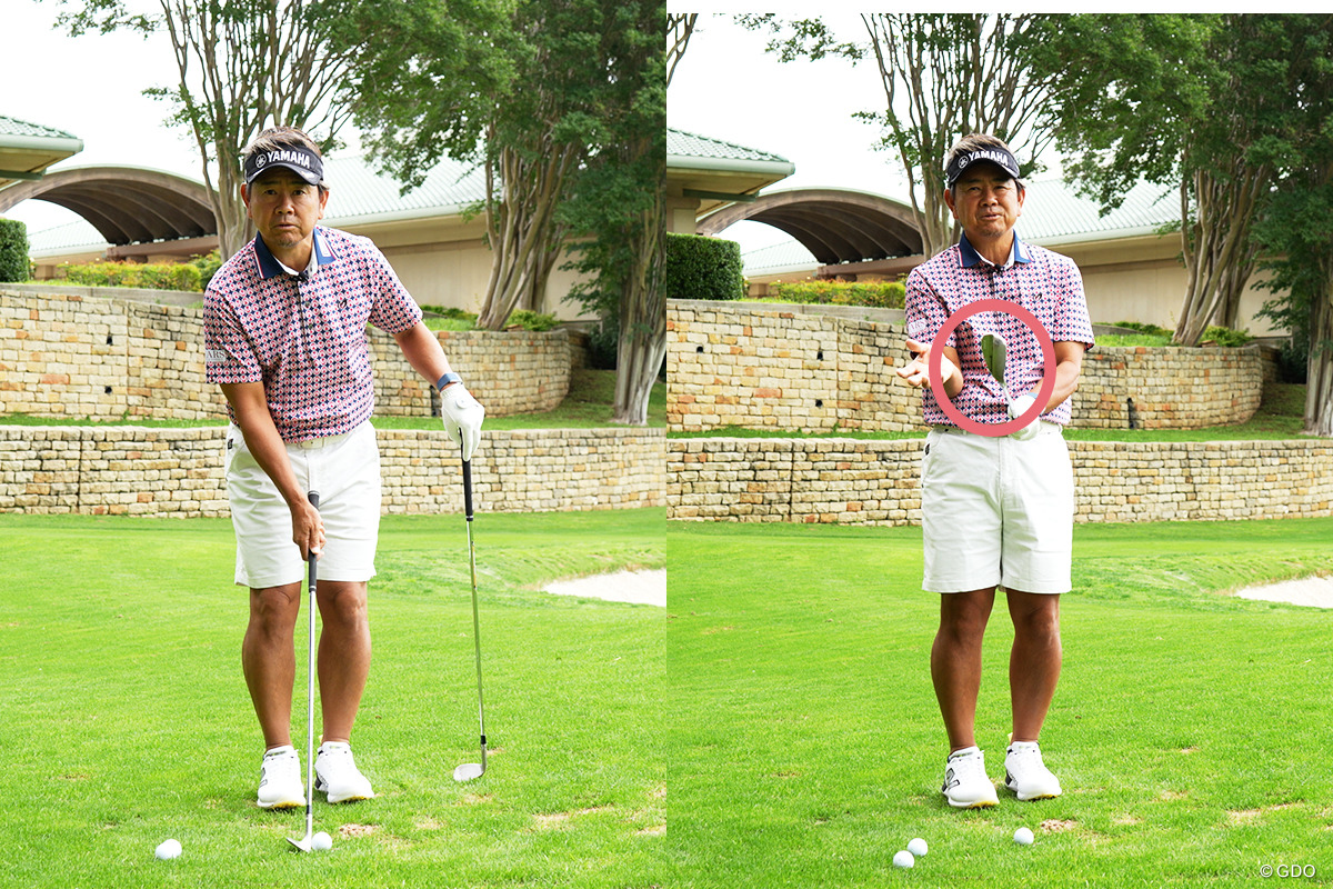 両腕の三角形を左右に動かす【藤田寛之アプローチのレシピ#1／打ち方の