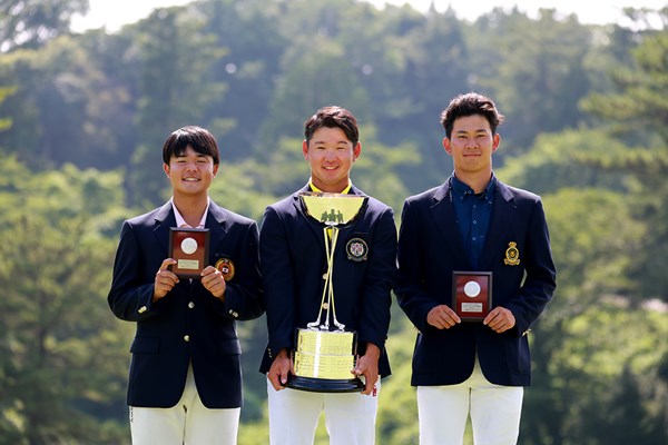 2025年 日本アマチュアゴルフ選手権 最終日 佐藤快斗 写真左から長崎大星、佐藤快斗、小林匠（提供：JGA）