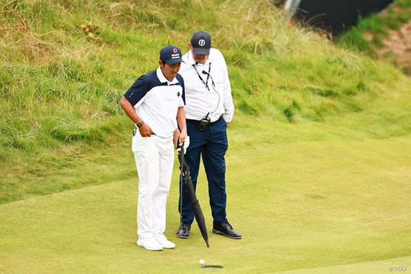 2025年 全英オープン 3日目 金谷拓実 Hole18セカンドショットが穴ボコの近くに