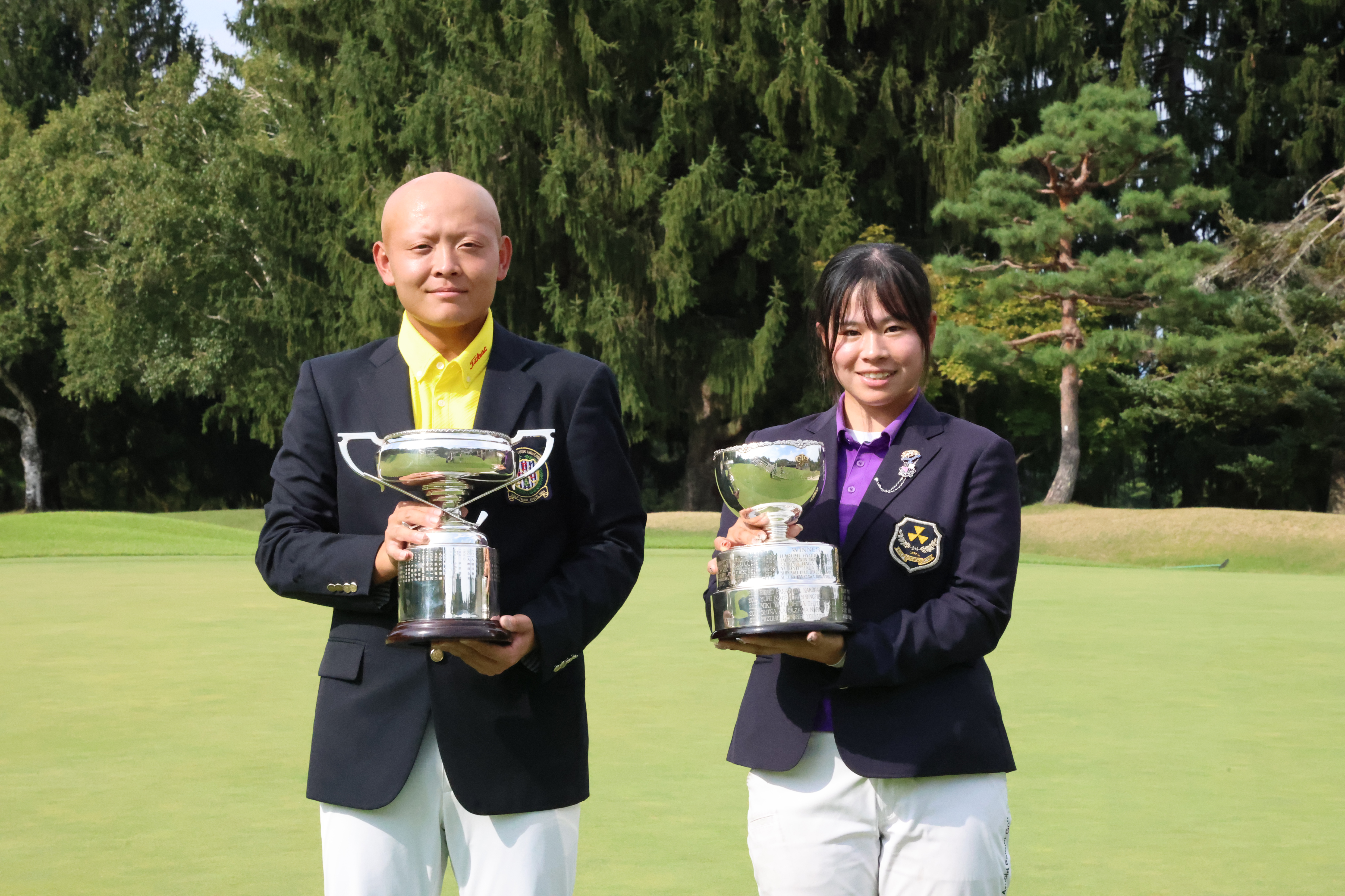 学生日本一に輝いた古瀬幸一朗と佐々木史奈（提供：日本ゴルフ協会）