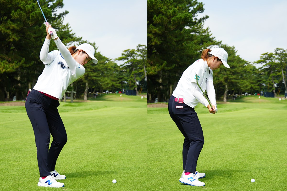 フェアウェイバンカーからの特打ち「早く陸に上がりたかった(笑)」スイングセルフ解説／櫻井心那