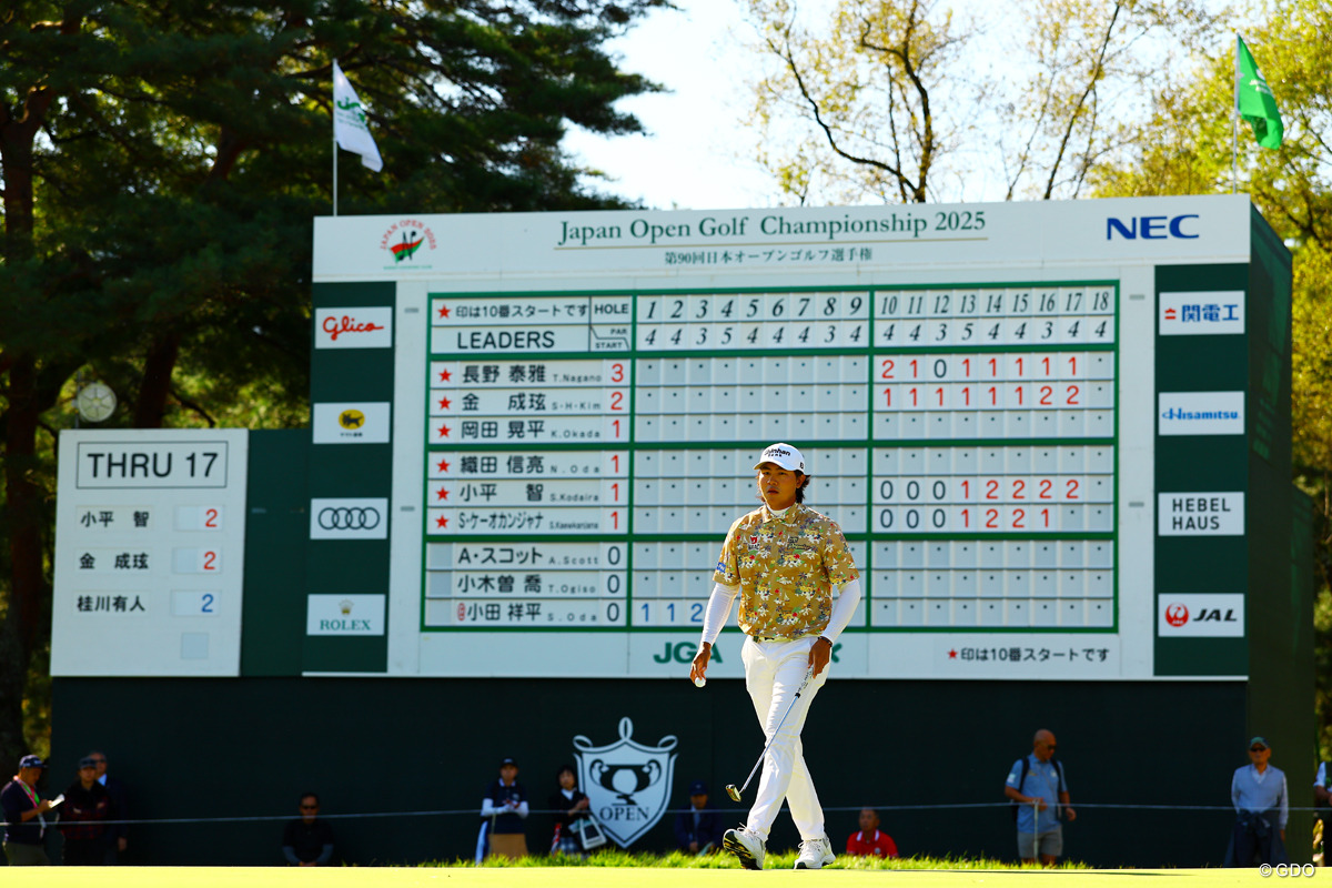ボードを背に 2025年 日本オープンゴルフ選手権競技 2日目 キム・ソンヒョン