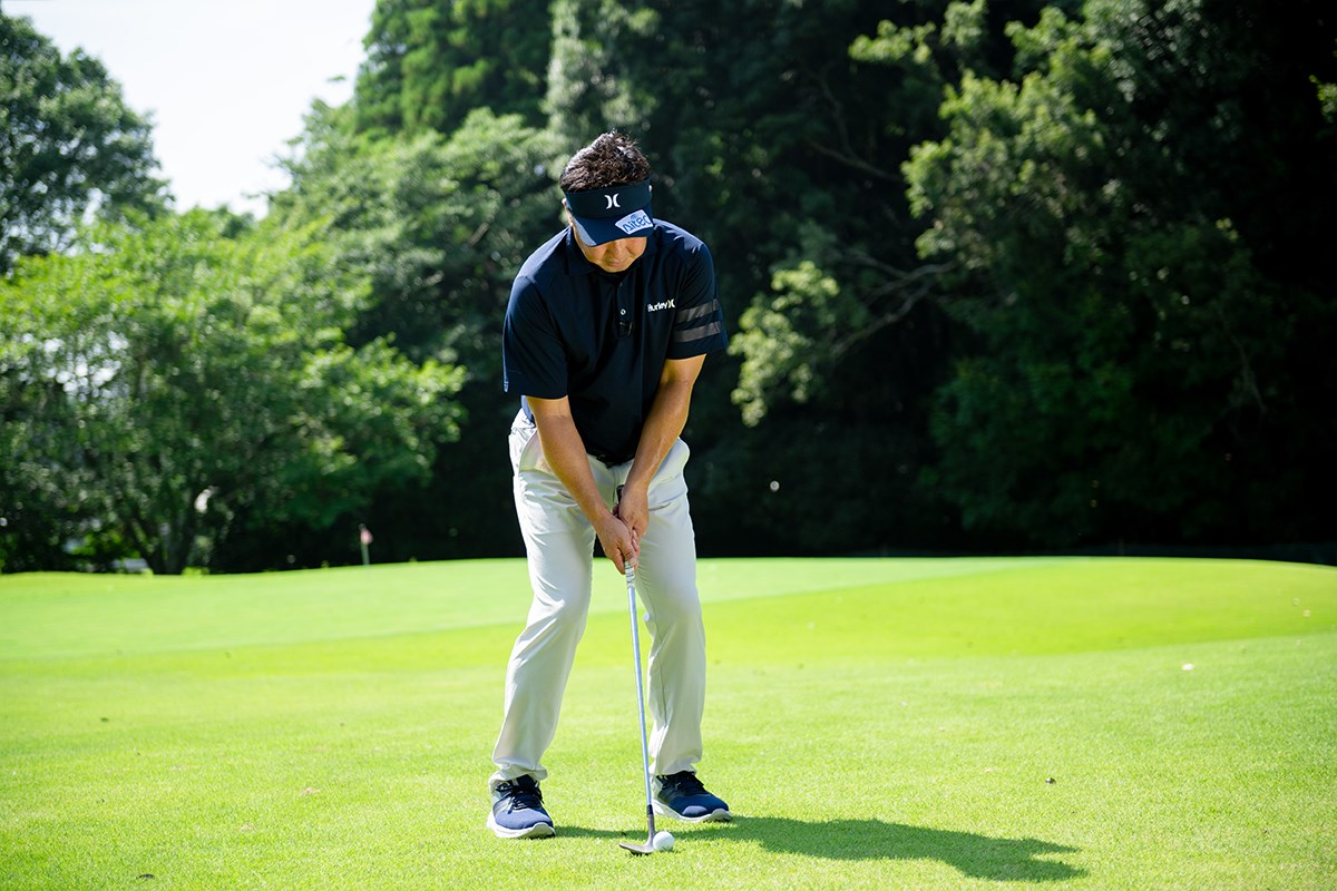 東五反田ギア総研 フェース向きはスクエア、スタンスはオープン