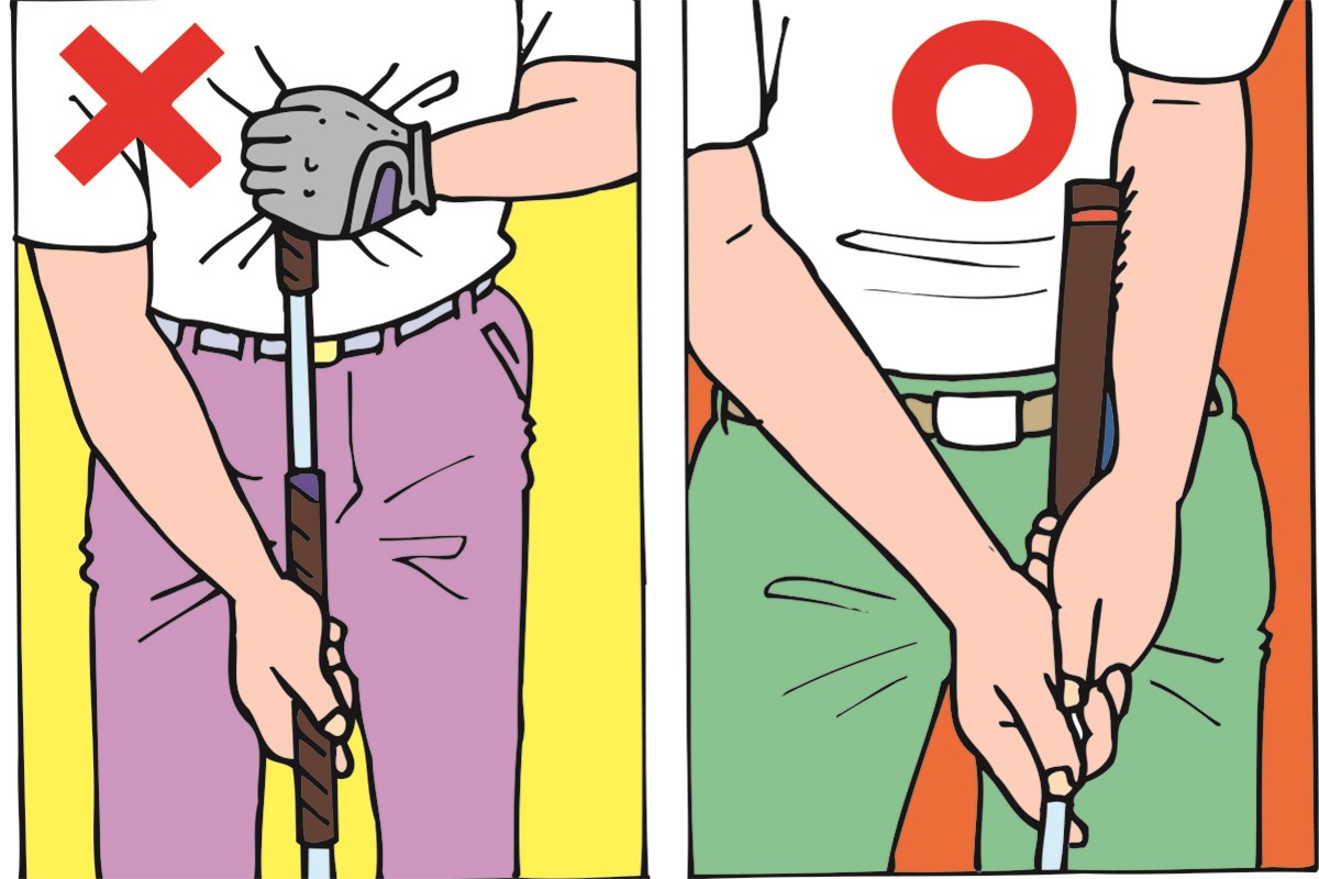 グリップを胸に当てたパターの素振りはアリ？／ルールQ&A