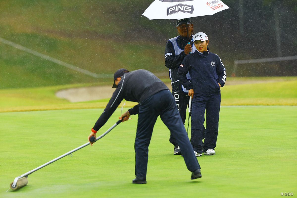 グリーンはかなり水が浮いた