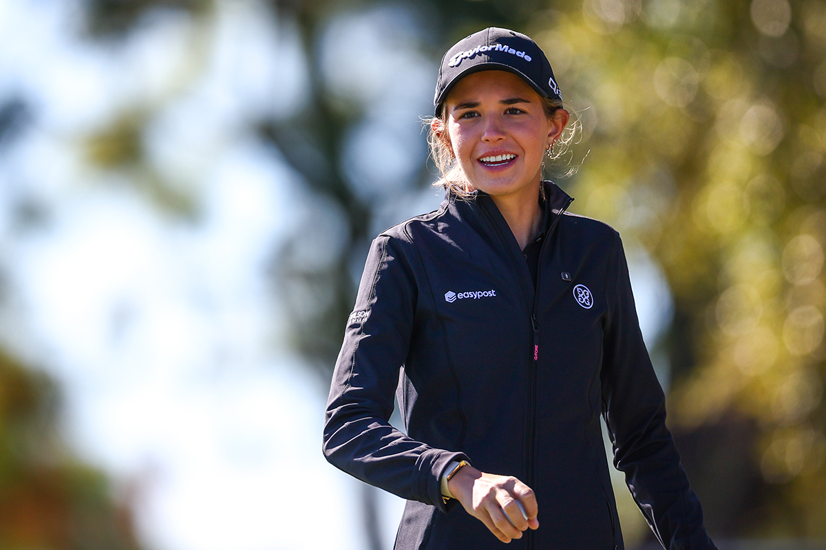 渋野日向子と同組でプレーするドナルド・トランプ米大統領の孫でアマチュアのカイ・トランプ(Douglas P. DeFelice/Getty Images)