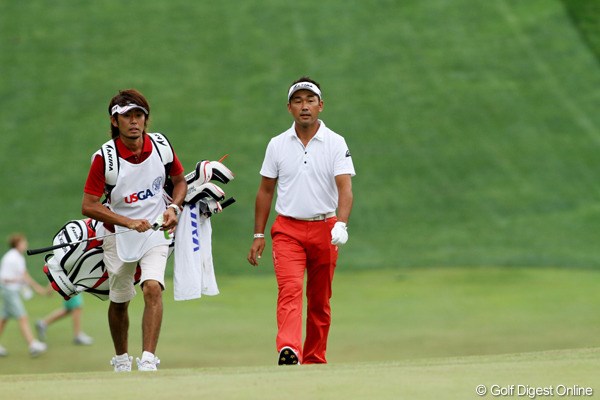 2011年 全米オープン 初日 石井忍キャディ
