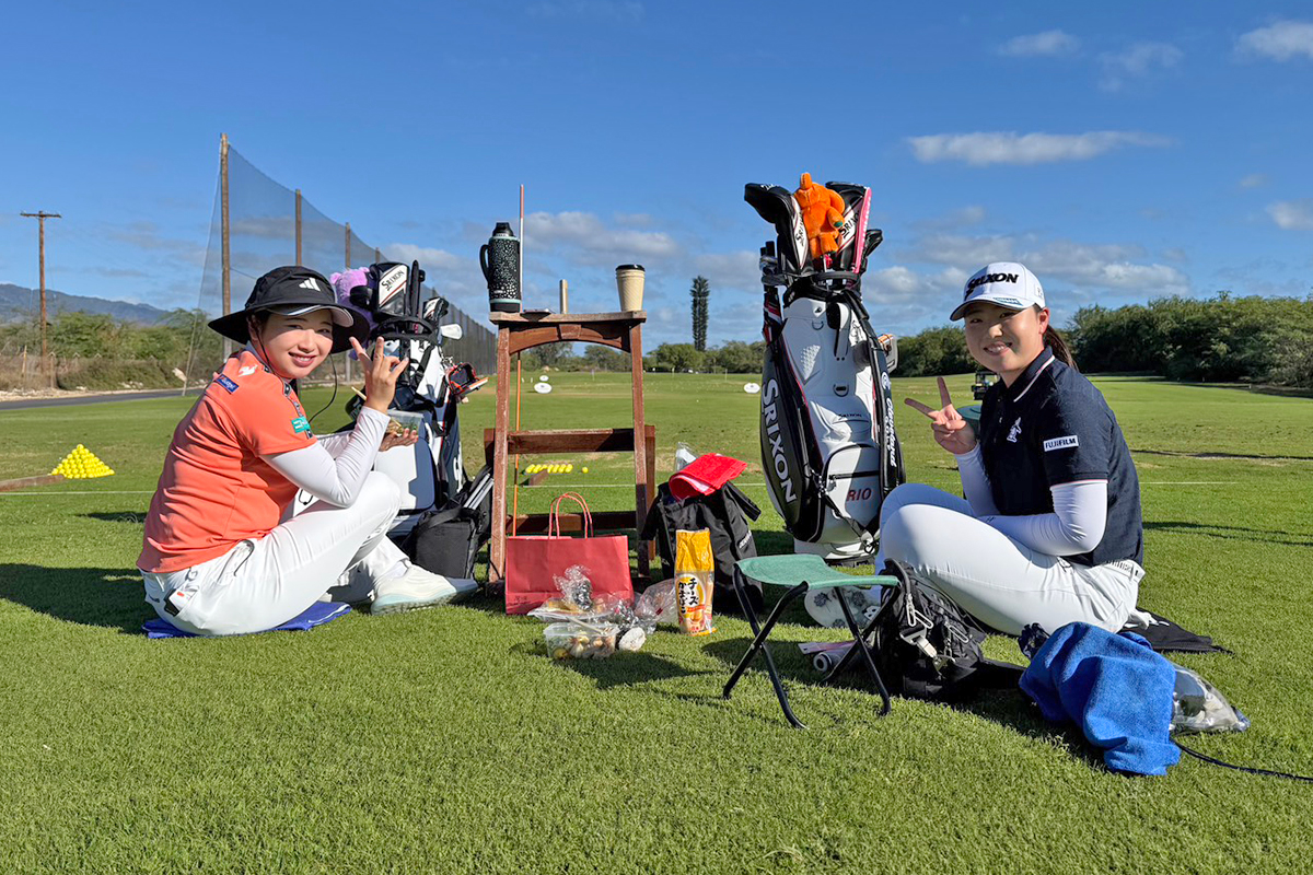 2025年1月に小祝さくらプロと合宿。ケガからの復帰を願う（提供画像）