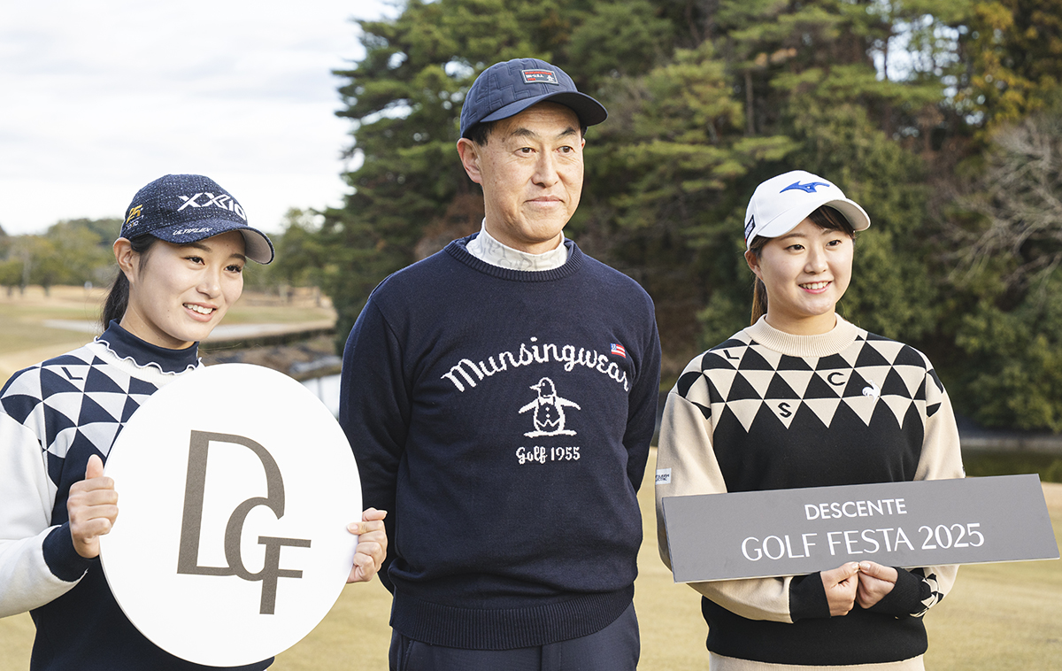 2026年 デサント特集 中村心（左）、稲垣那奈子（右）と記念撮影（デサント提供）