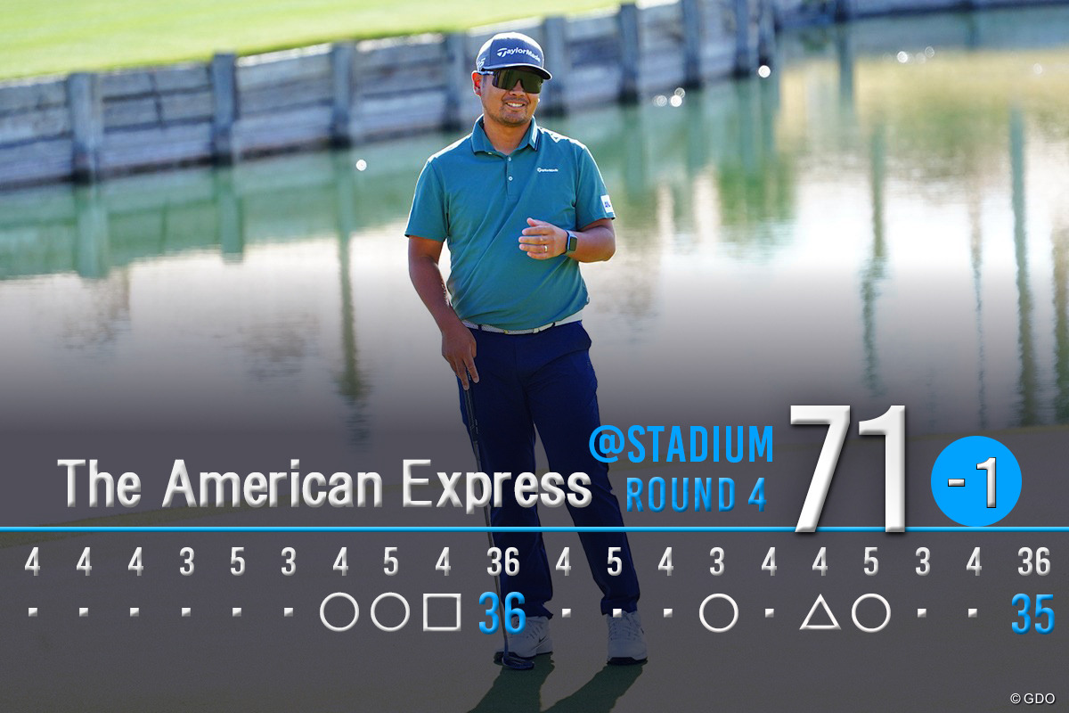 前半6番ではバーディパットがカップのフチを一周して苦笑い