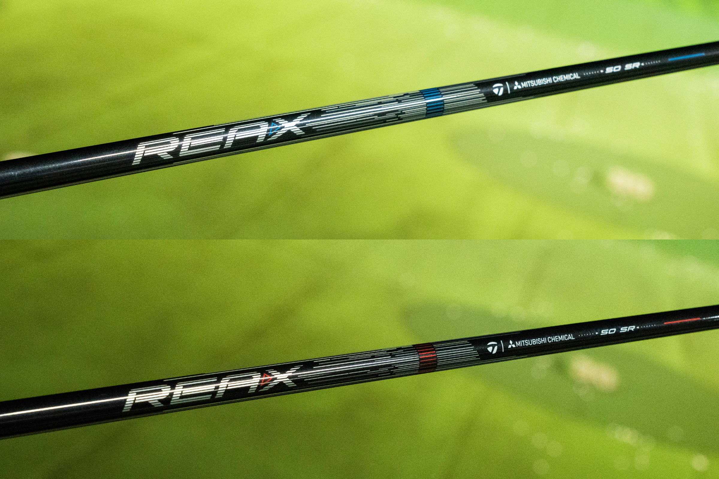 スイングタイプに合わせて開発された純正シャフト「REAX」（上がMR、下