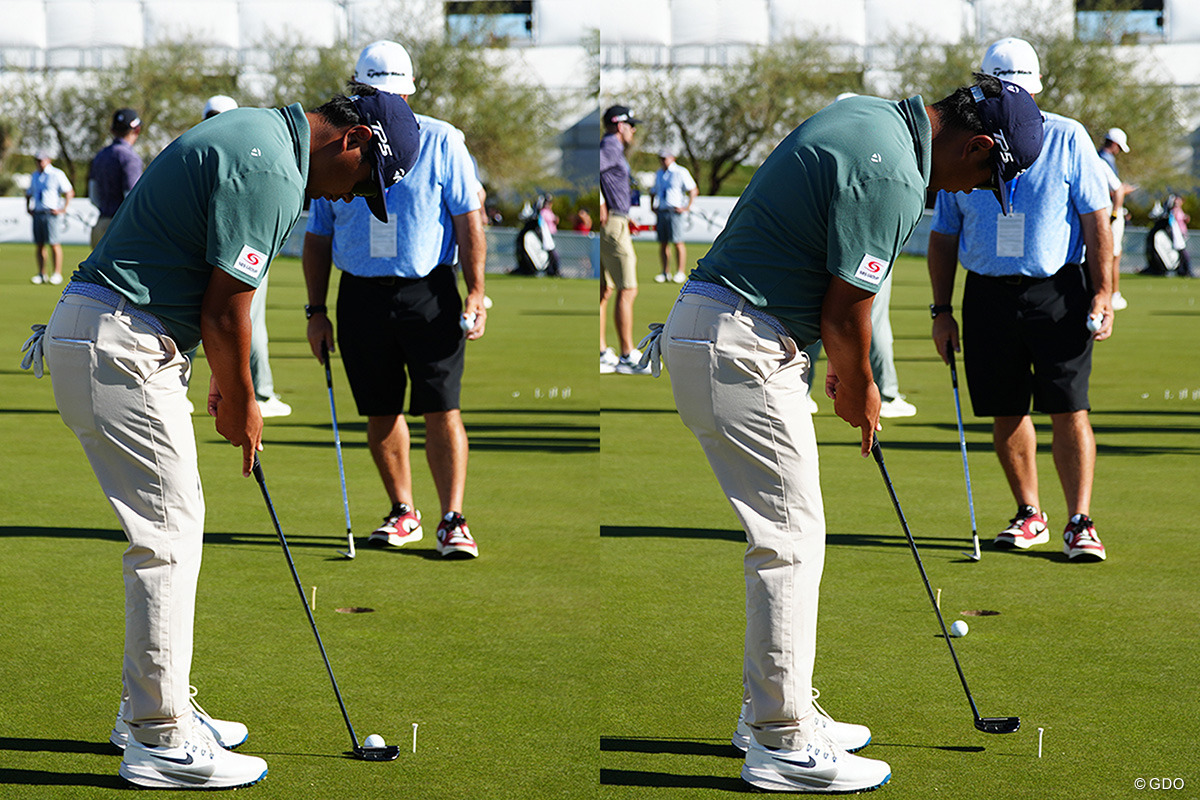 スライスライン。アドレスの向きを修正してパット改善