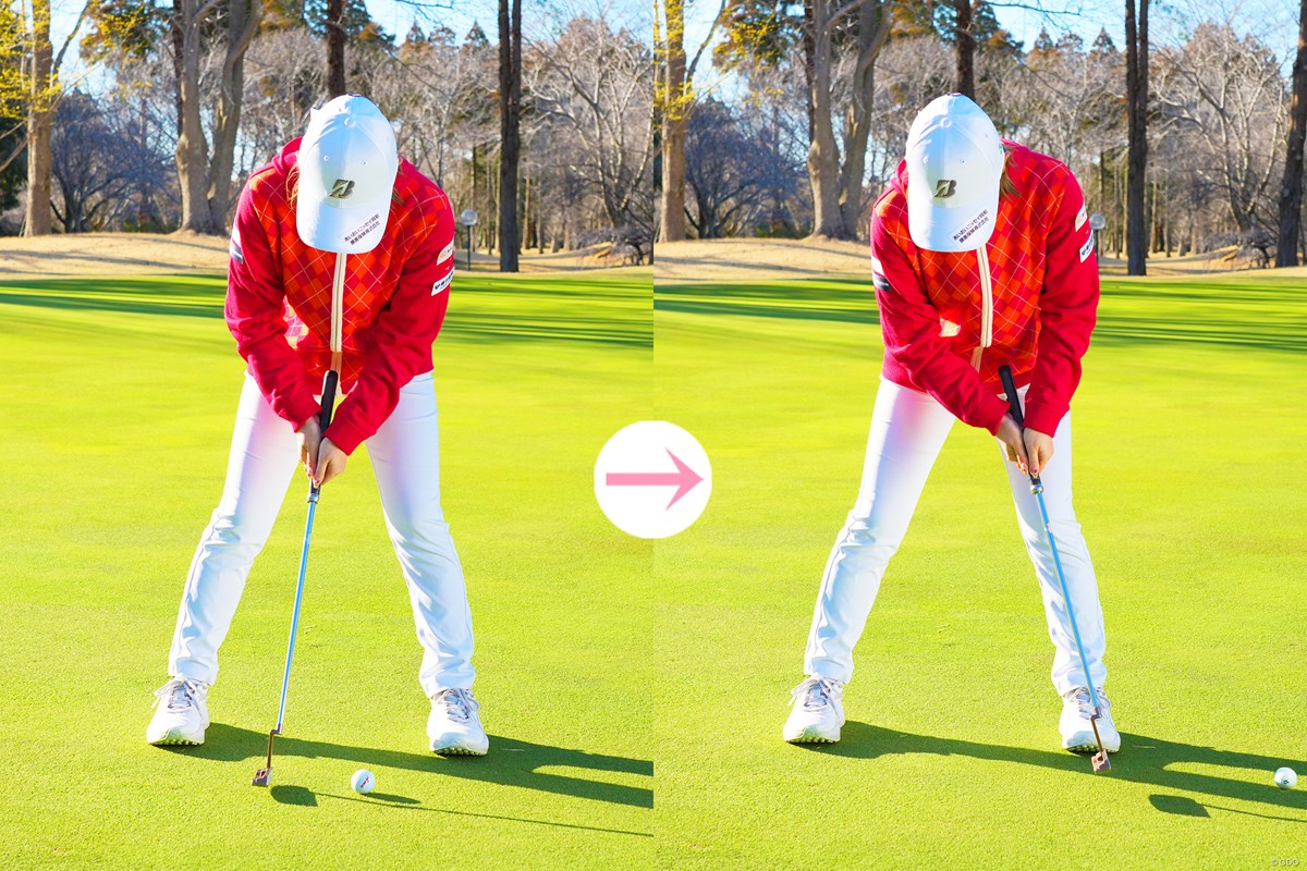 下りパットはお尻を突き出して！ ソフトに押し出してジャストタッチ♪ 平塚新夢