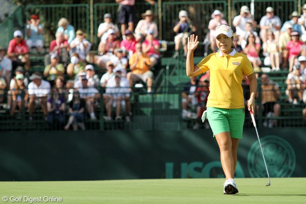2011年 全米女子オープン 3日目 宮里美香 第2ラウンドを終えて単独首位に浮上した宮里美香。最高のポジションから決勝ラウンドに臨む