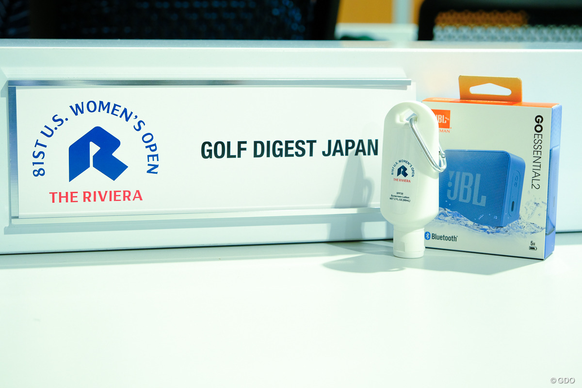 日焼け止めと防水スピーカーの記念品を頂いた 2026年 全米女子オープン presented by アライ 事前 USOPEN